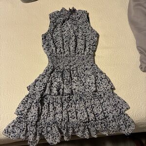 STATE Blue Floral Ruffle Mini Dress